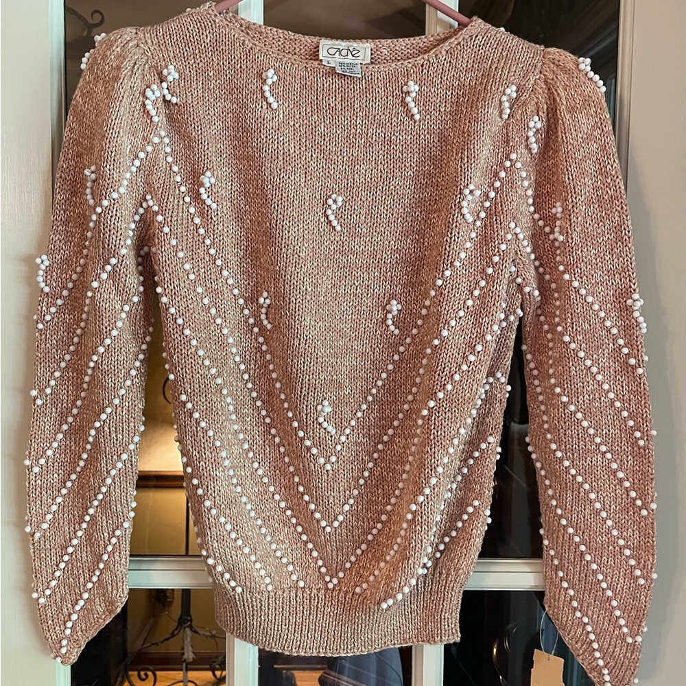 NWT Vintage Cache  beaded sweater size Large